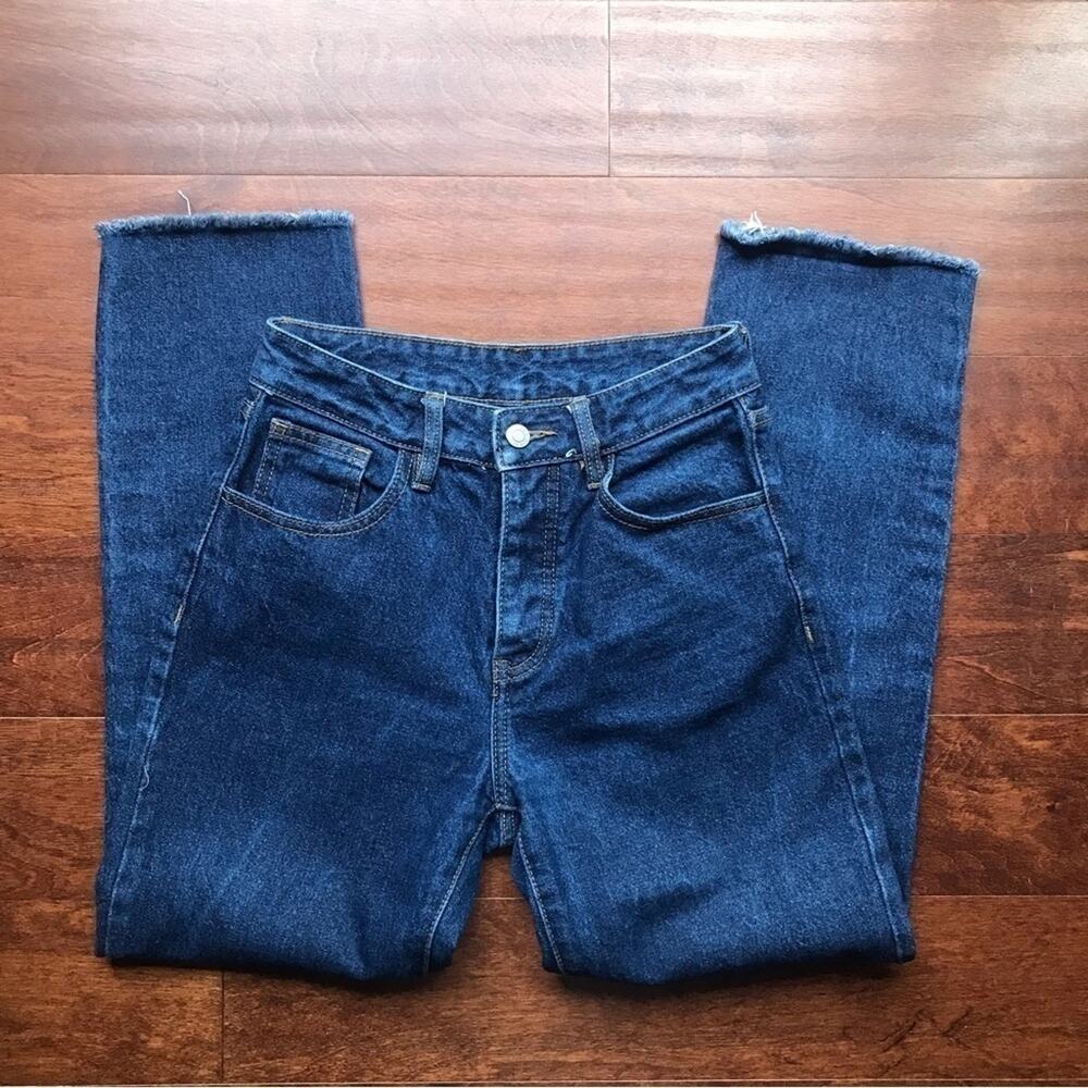J. Galt (Brandy Melville) High Rise Denim, Five Pocket, Raw Hemline, Size Small